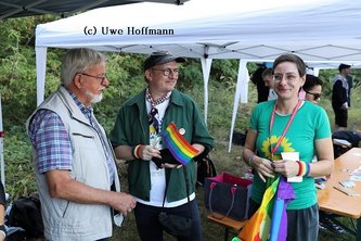 Am Infostand mit Felix Doepner, Chistoph Alms und Juliana Meyer