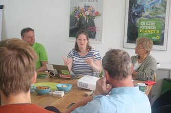 Dr. med. Andrea Nakoinz erläutert das Thema Hitzeschutz, Foto: Grüne HVL