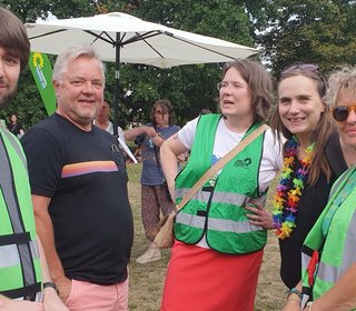 Paul, Till, Andrea, Anne und Antje, CSD 2025, Foto: Grüne HVL